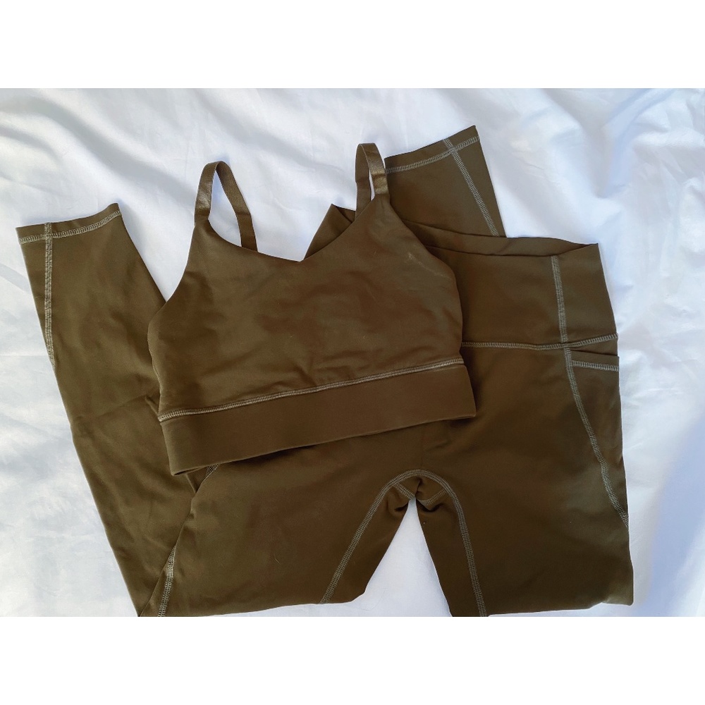 FT olive green sports bra & high waisted legging set